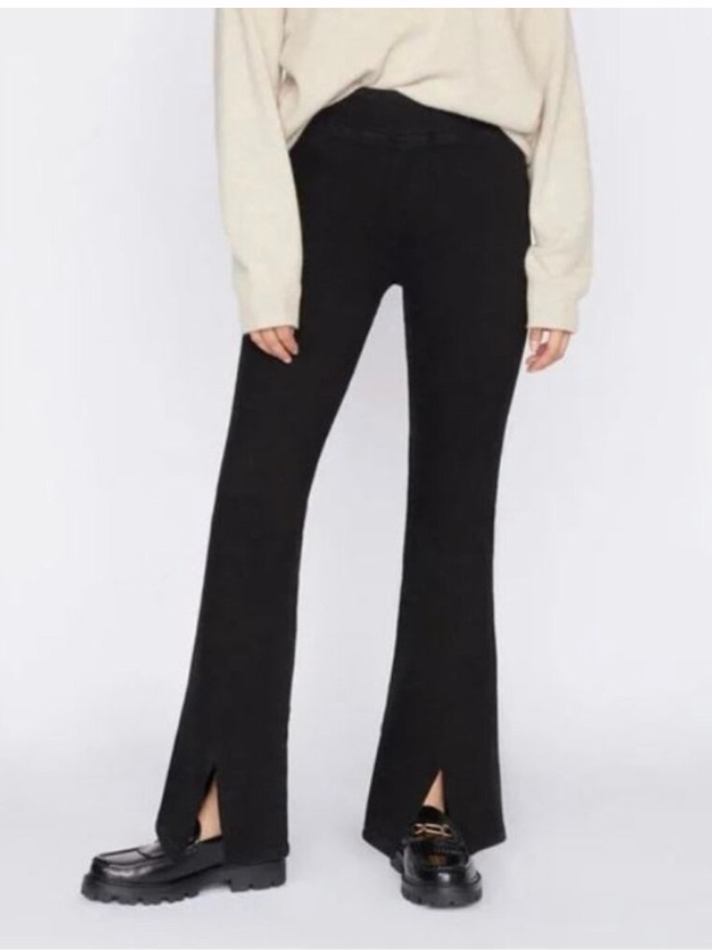 FRAME Jet Set Flare Front-Slit Jeans Pants Pull On Black Size 1 / Medium